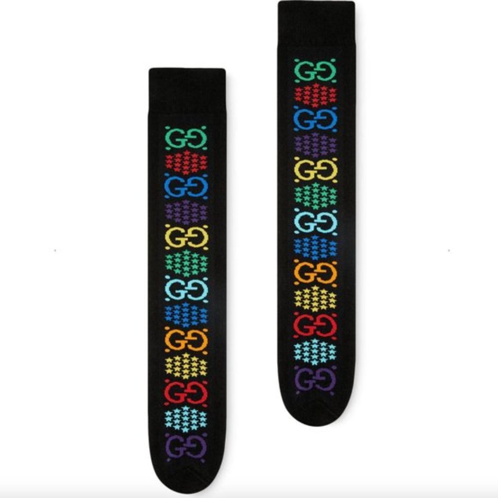 Gucci Psychedelic Multicolor Rainbow GG Logo Socks